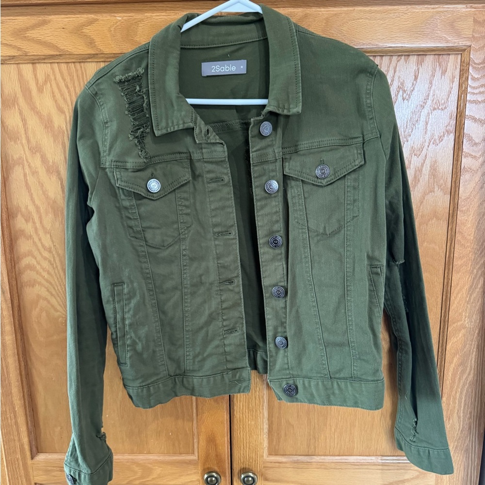2Sable Women's Green Jean Jacket